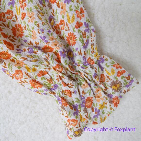 New! Heatherly floral print‎ long sleeve smocked tie front top, size M - Picture 3 of 13